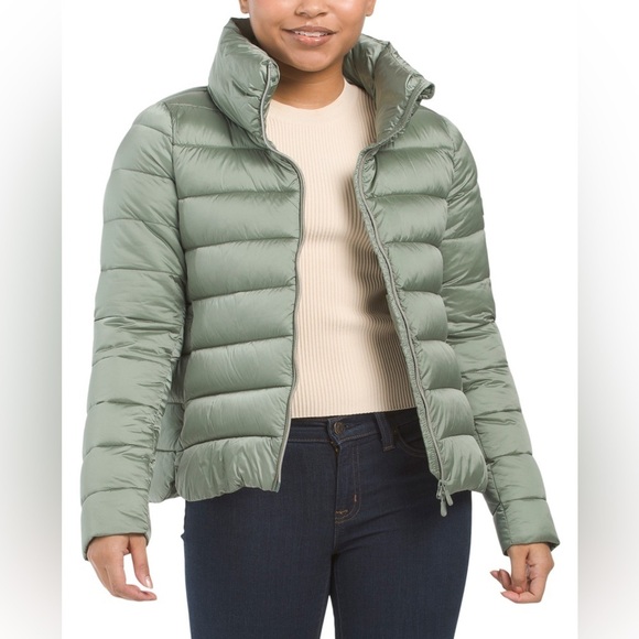 B15.SD1. NWT SAVE THE DUCK WOMEN'S ELSIE PUFFER JACKET IN SEAWEED GREEN - Picture 1 of 9